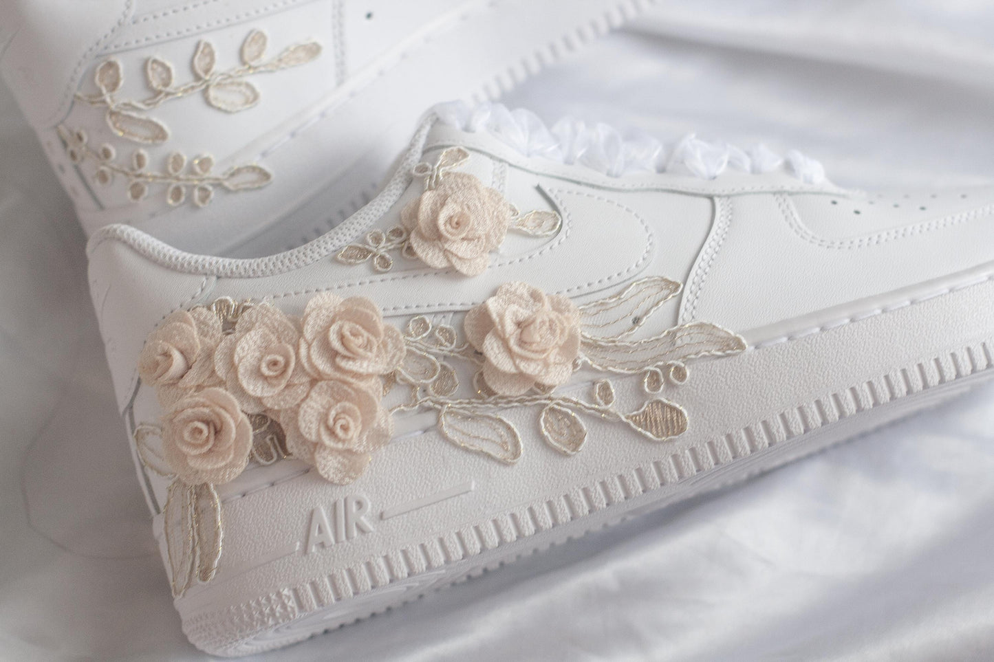 Bespoke Bridal Air Force 1 Rose Gold Embroidered Sneakers
