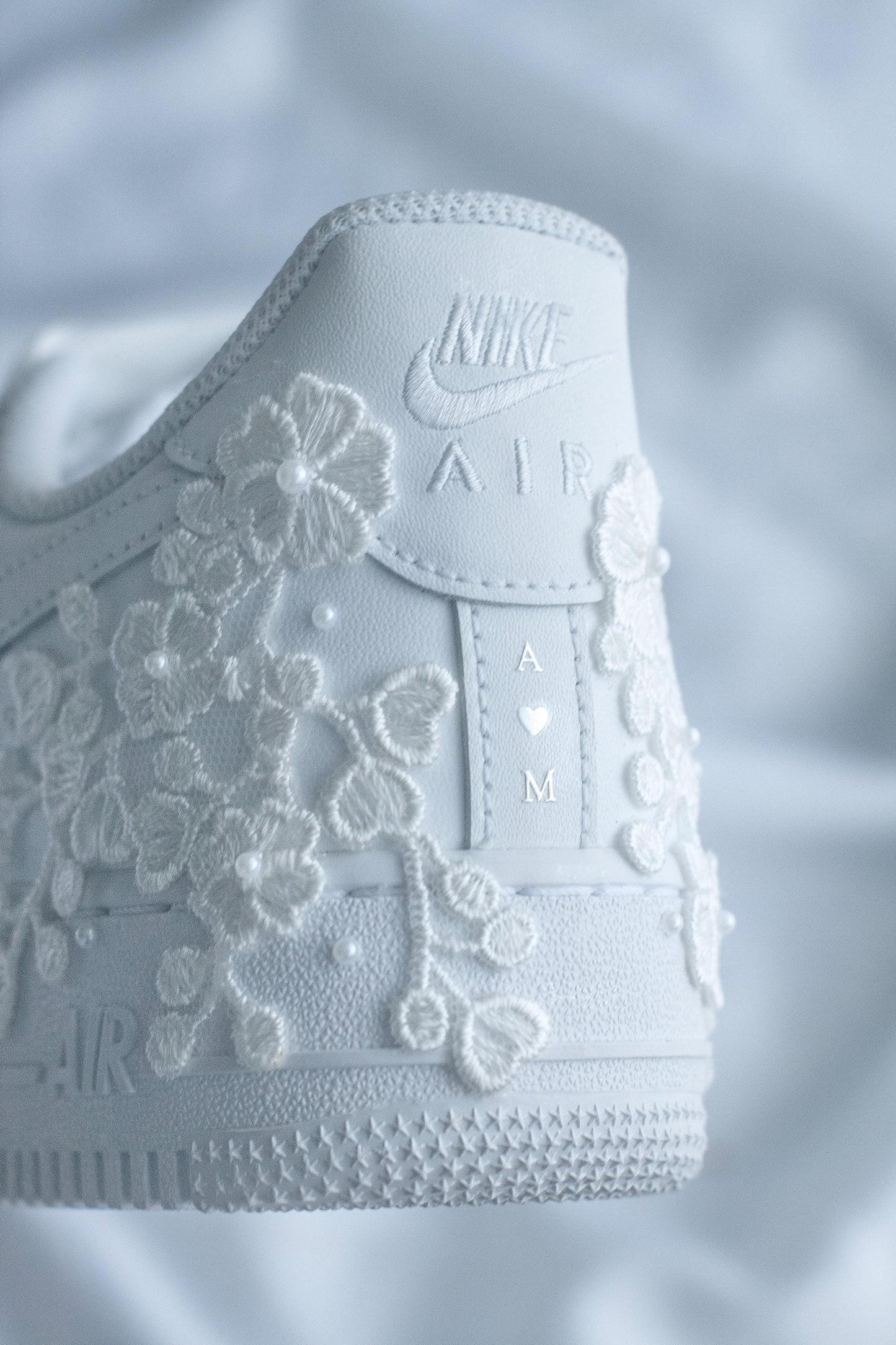 Bespoke Floral Lace Pearl Air Force 1 Sneakers