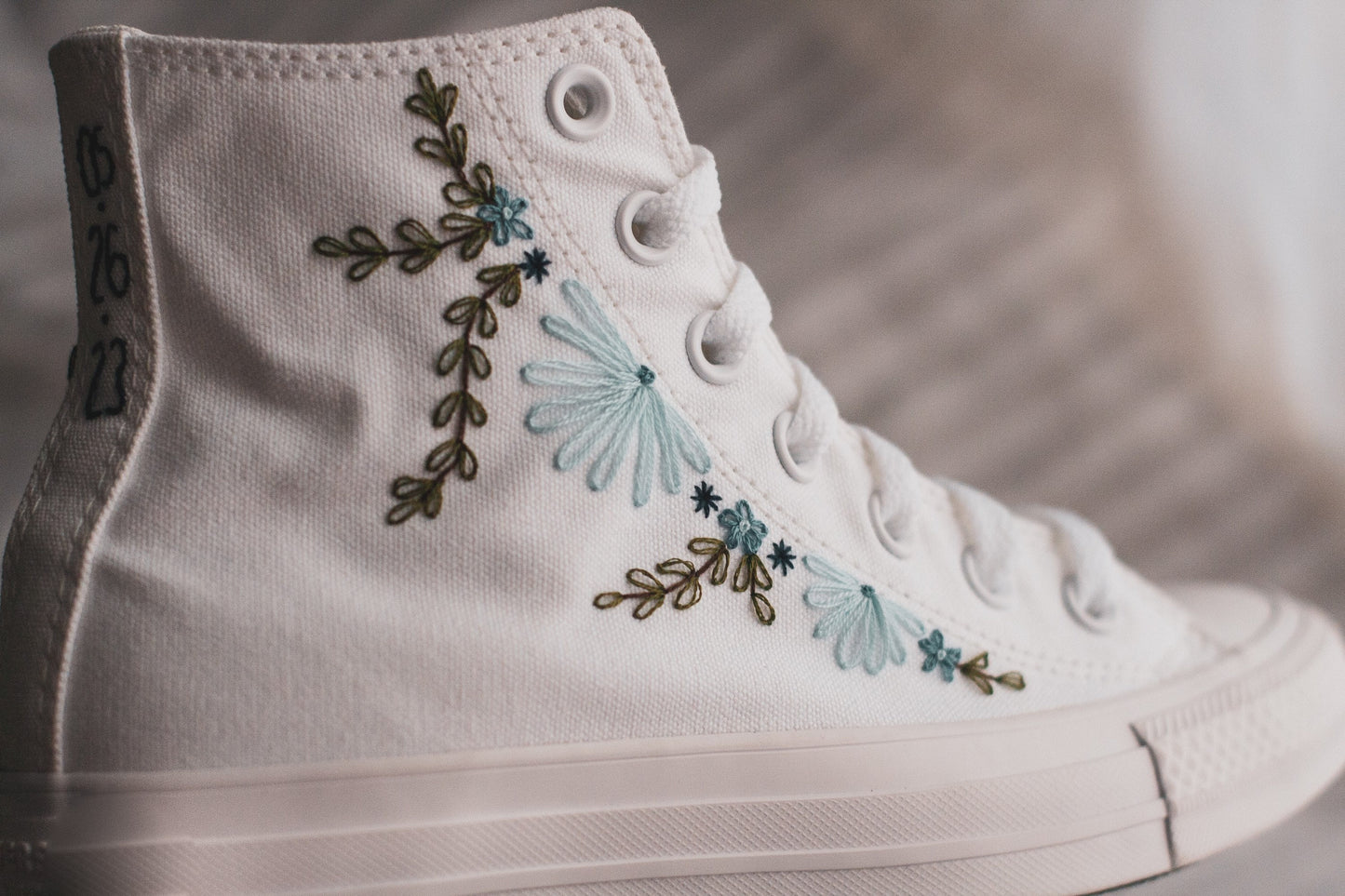 Bespoke 'Something Blue' High-top Embroidered Converse