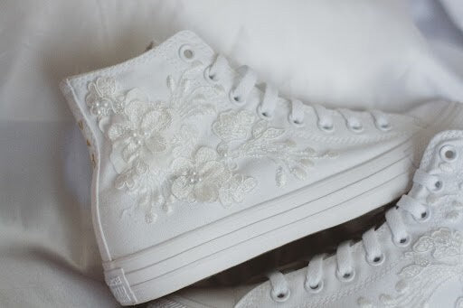 Bespoke Luxury Floral Embroidered Bridal Converse