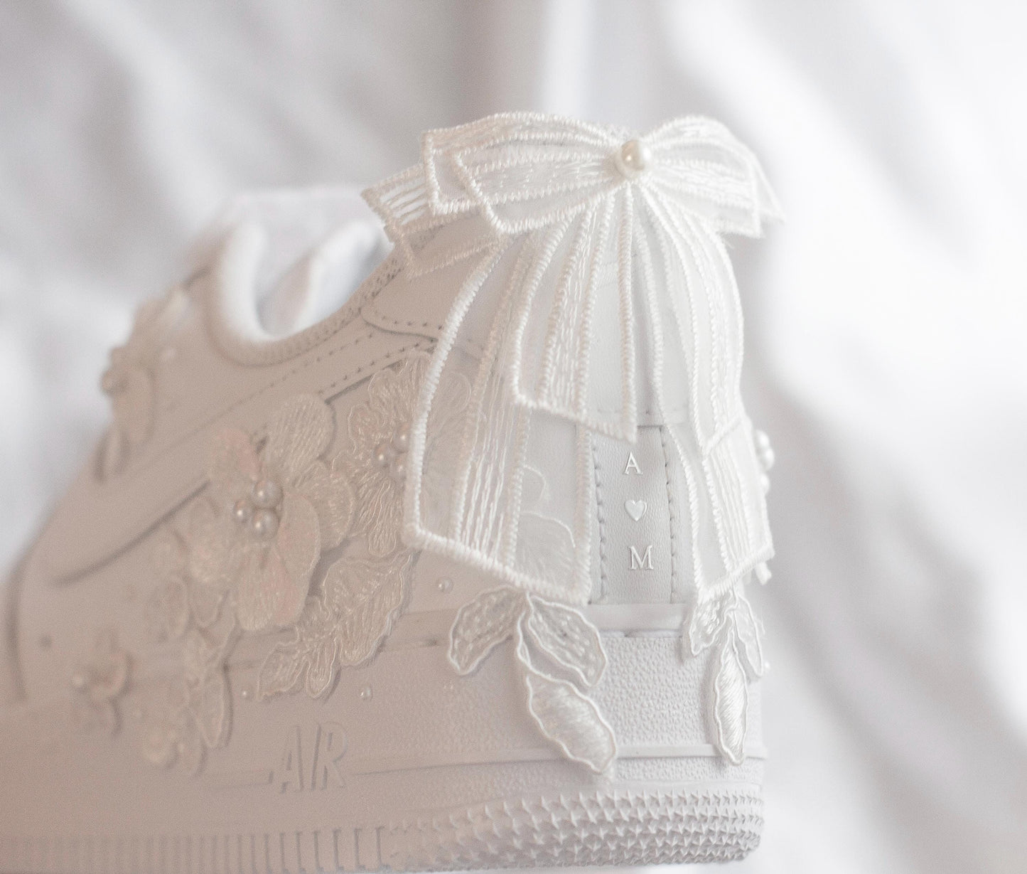 Bespoke Bridal Air Force 1 Luxury Bow Embroidered Sneakers