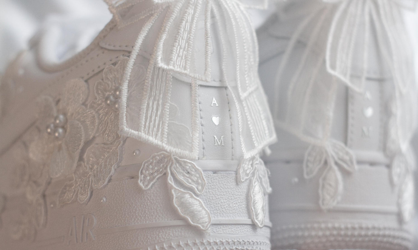 Bespoke Bridal Air Force 1 Luxury Bow Embroidered Sneakers
