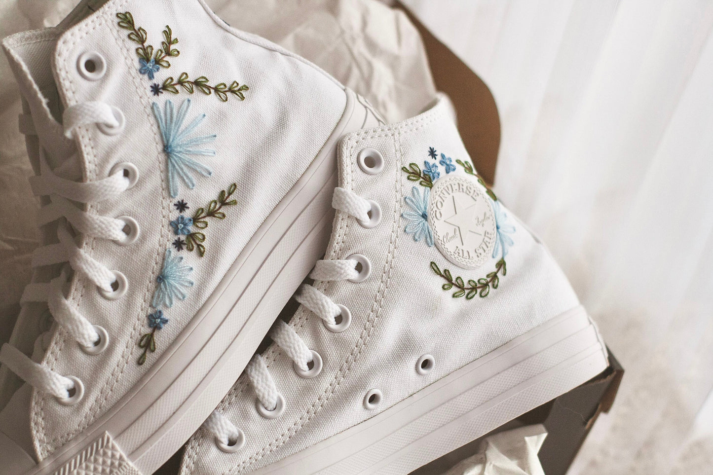 Bespoke 'Something Blue' High-top Embroidered Converse