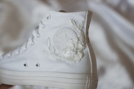 Bespoke Luxury Floral Embroidered Bridal Converse