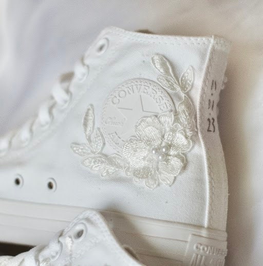 Bespoke Luxury Floral Embroidered Bridal Converse