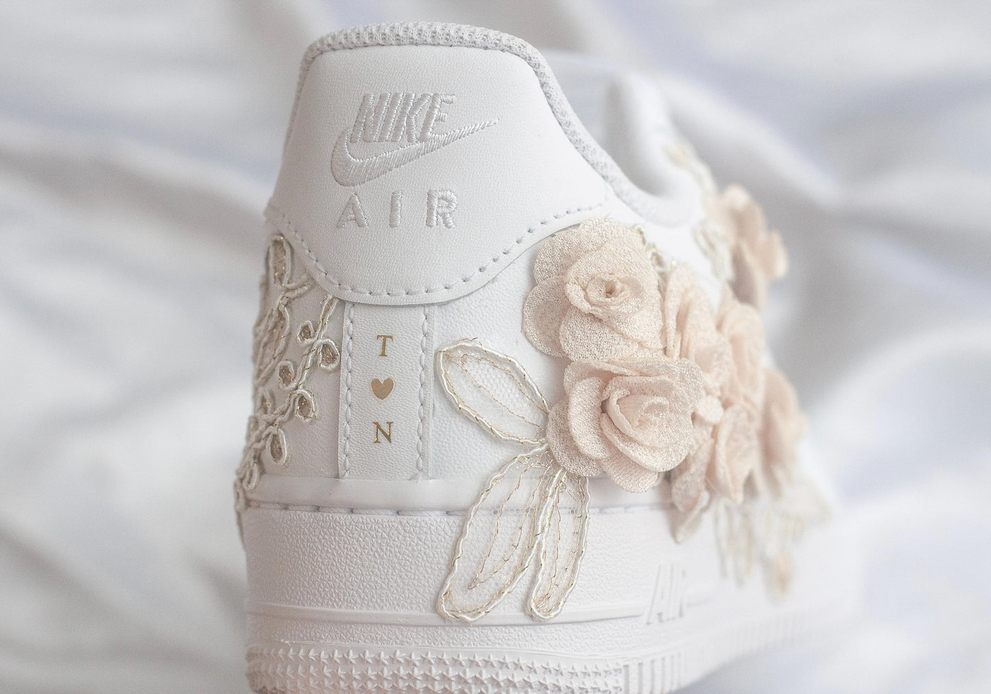 Bespoke Bridal Air Force 1 Rose Gold Embroidered Sneakers