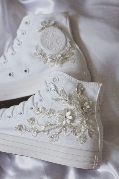 Bespoke Platinum Luxury Embroidered Bridal Converse