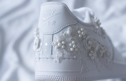 Bespoke Bridal Air Force 1 Bright Pearl Embroidered Sneakers