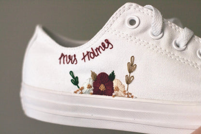 Bespoke Floral Embroidered Low-top Bridal Converse