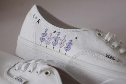 Bespoke Lavender Embroidered Floral Bridal Vans