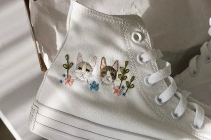 Bespoke Embroidered Pet Bridal Hightop  Converse