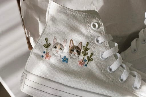 Bespoke Embroidered Pet Bridal Hightop  Converse
