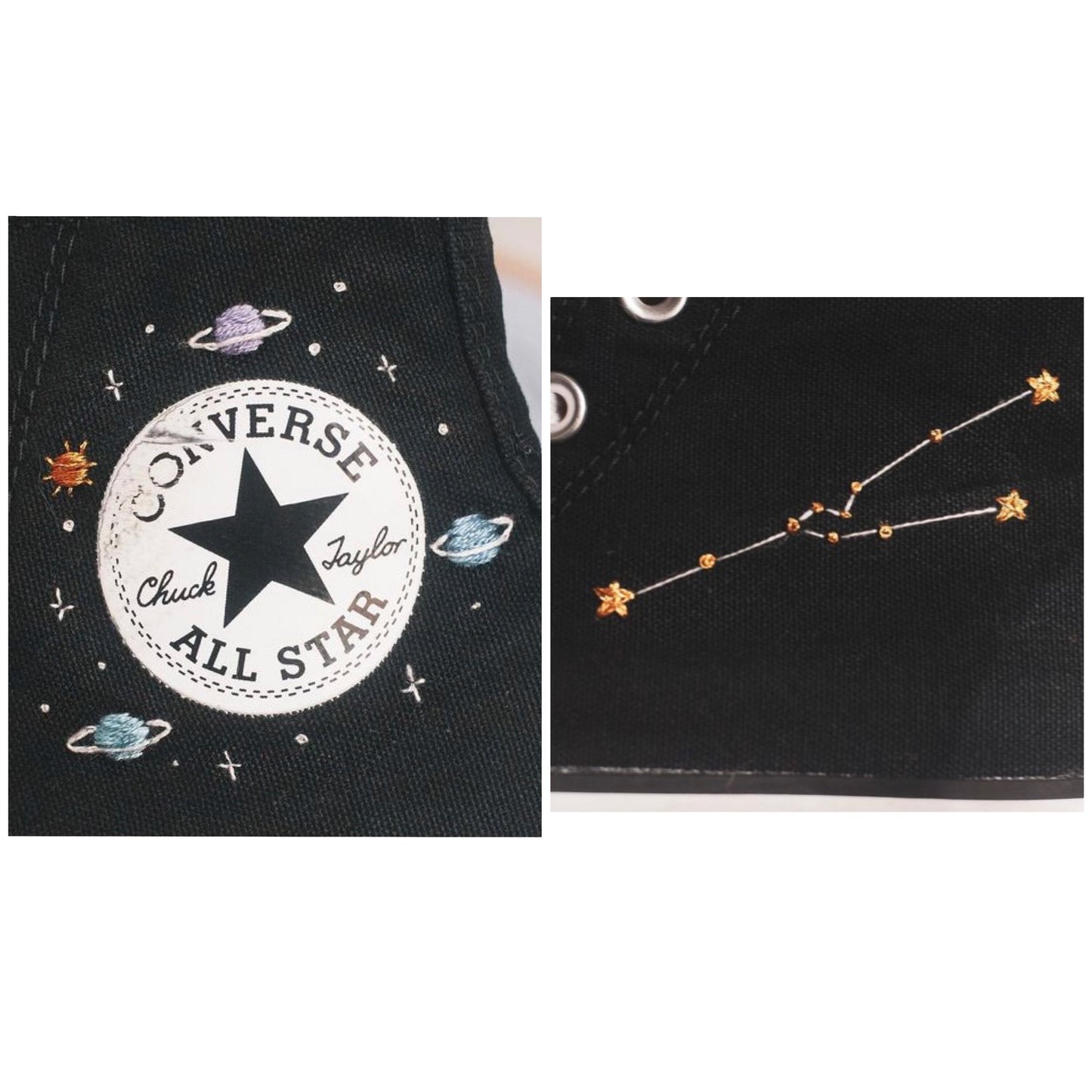 Bespoke Zodiac Embroidered High Top Platform Converse