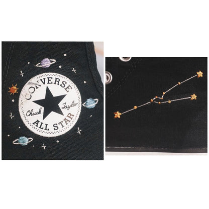 Bespoke Zodiac Embroidered High Top Platform Converse