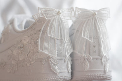 Bespoke Bridal Air Force 1 Luxury Bow Embroidered Sneakers