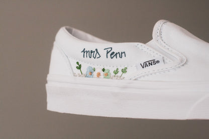 Bespoke Embroidered Bridal Slip On Vans