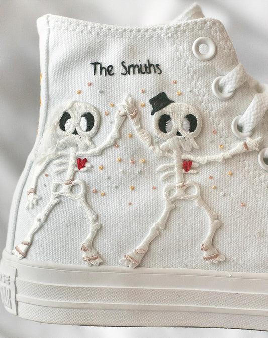 Bespoke Till Death Skeleton Bridal Converse