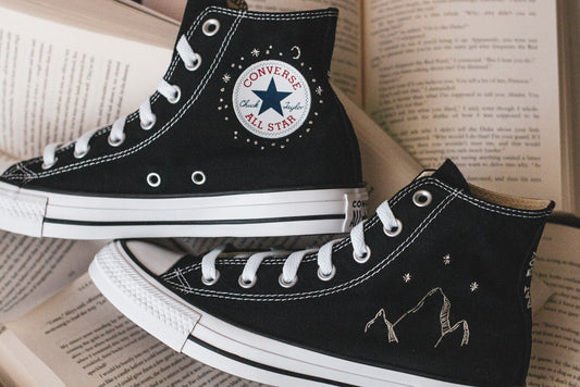 Bespoke Mountain and Stars Embroidered Converse
