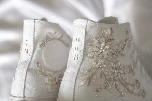 Bespoke Platinum Luxury Embroidered Bridal Converse