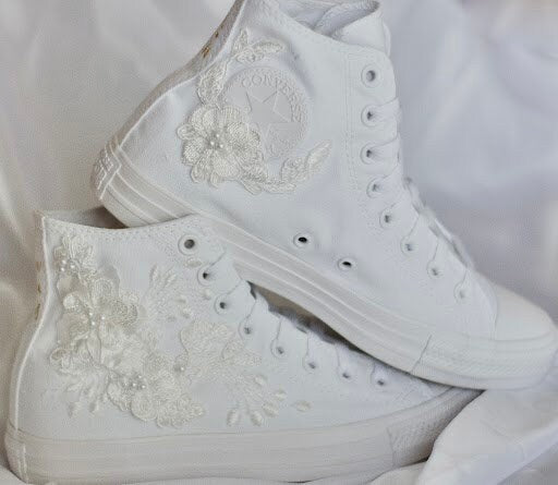 Bespoke Luxury Floral Embroidered Bridal Converse