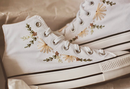 Bespoke Boho Embroidered High Top Platform Converse