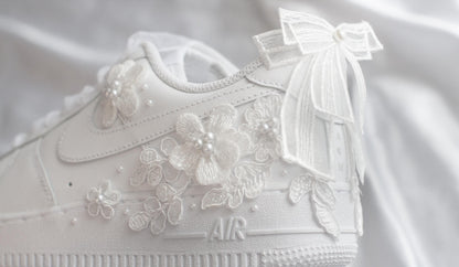 Bespoke Bridal Air Force 1 Luxury Bow Embroidered Sneakers