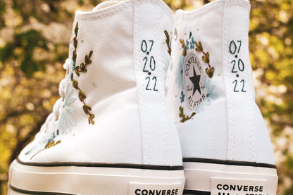Bespoke 'Something Blue' Embroidered Bridal High-top Converse