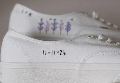 Bespoke Lavender Embroidered Floral Bridal Vans