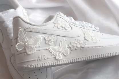 Bespoke Butterfly Air Force 1  Floral Bridal Sneakers