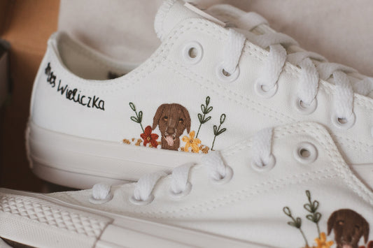 Bespoke Embroidered Pet Bridal Low-top Converse