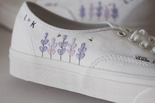 Bespoke Lavender Embroidered Floral Bridal Vans