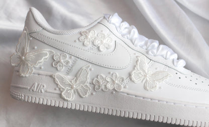 Bespoke Butterfly Air Force 1  Floral Bridal Sneakers