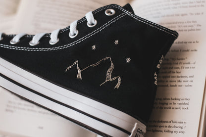 Bespoke Mountain and Stars Embroidered Converse