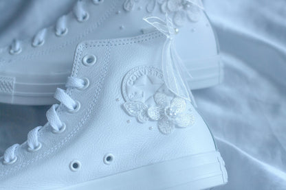 Bespoke Pearl Bridal Leather Converse