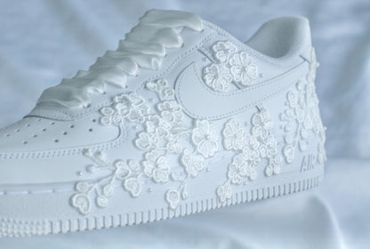 Bespoke Floral Lace Pearl Air Force 1 Sneakers