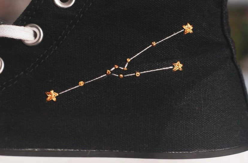 Bespoke Zodiac Embroidered High Top Platform Converse