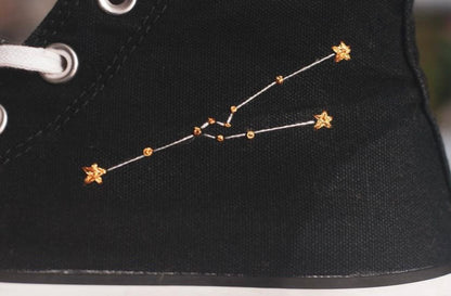Bespoke Zodiac Embroidered High Top Platform Converse