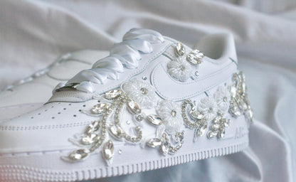 Anna E. Custom Listing-Bespoke Rhinestone Air Force 1 Bridal Sneakers