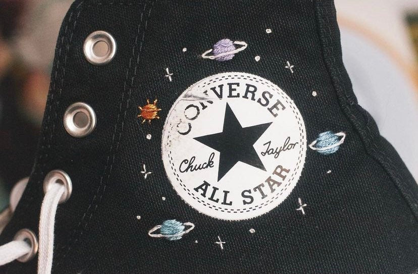 Bespoke Zodiac Embroidered High Top Platform Converse
