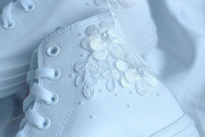 Bespoke Pearl Bridal Leather Converse