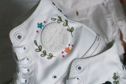 Bespoke Embroidered Pet Bridal Hightop  Converse