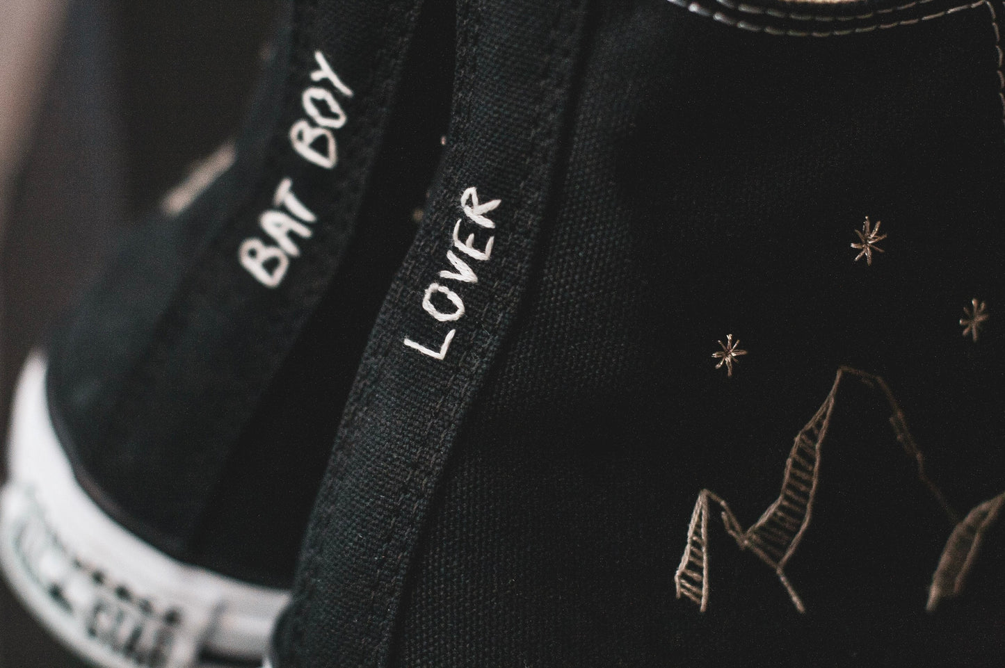 Bespoke Mountain and Stars Embroidered Converse