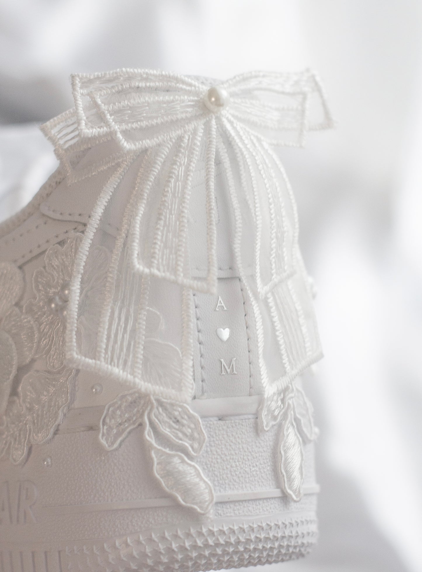 Bespoke Luxury Pearl Bow Embroidered Sneakers