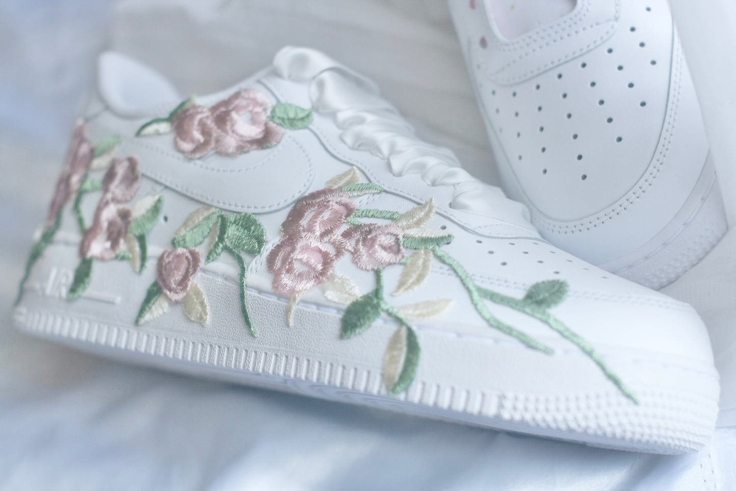 Bespoke Pastel Pink Floral Bridal Sneakers