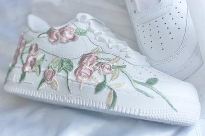 Bespoke Pastel Pink Floral Bridal Sneakers