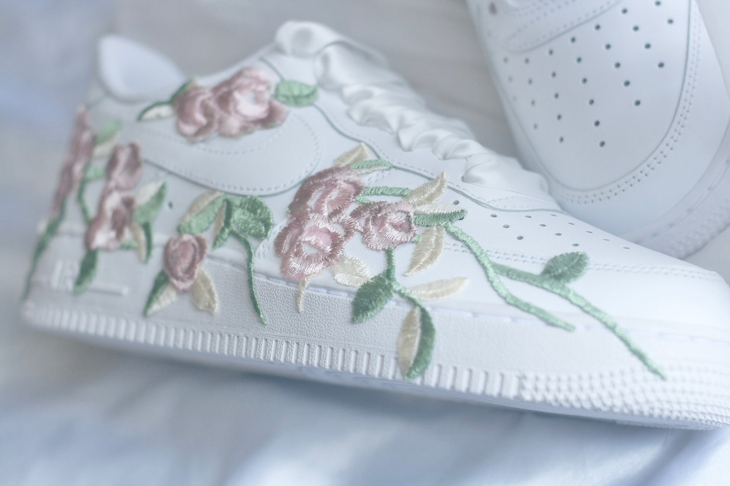 Bespoke Pastel Pink Floral Bridal Sneakers