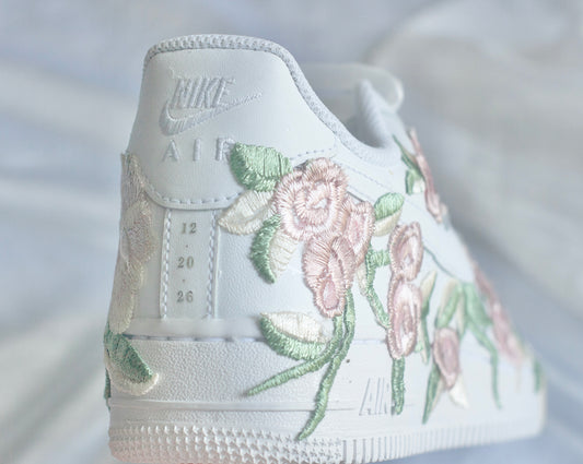 Bespoke Pastel Pink Floral Bridal Sneakers
