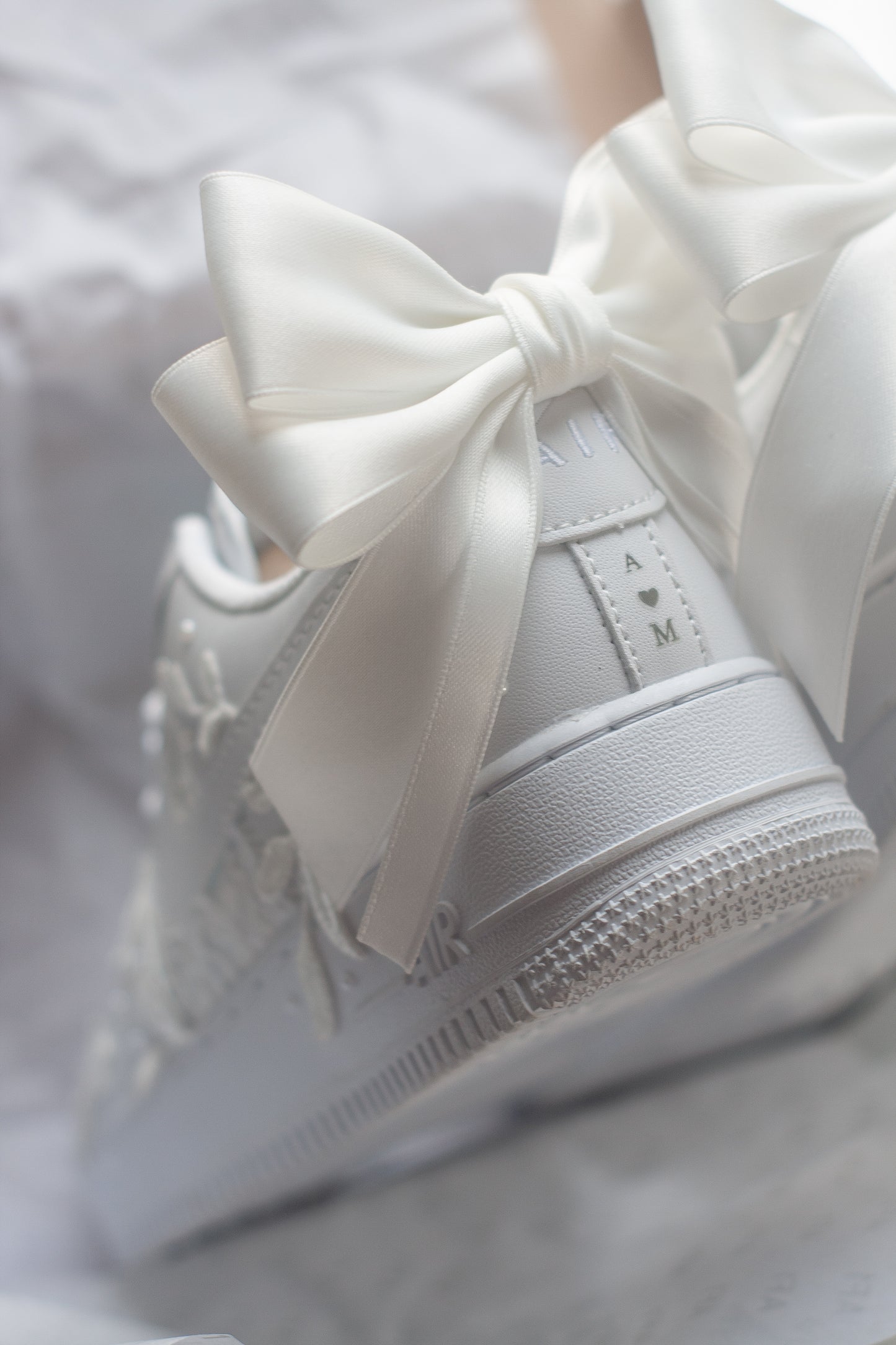 Bespoke Luxury Lace White Bow Embroidered Sneakers