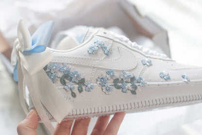 Bespoke Something Blue Floral Bow Embroidered Sneakers