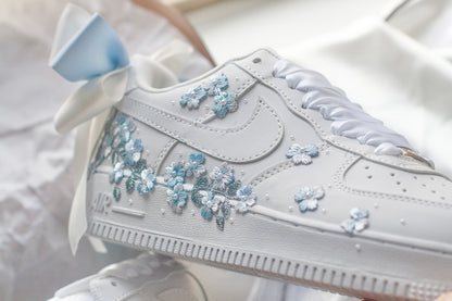 Bespoke Something Blue Floral Bow Embroidered Sneakers